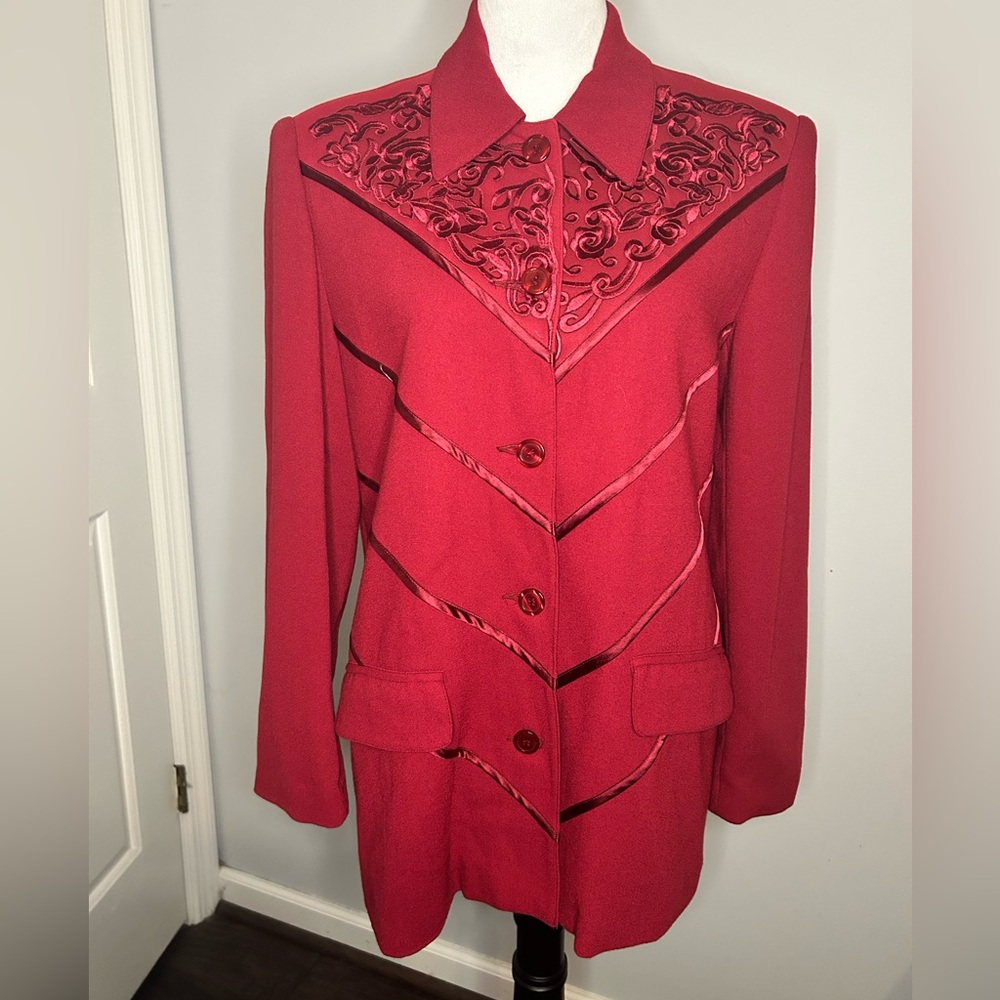 Vintage Together! Red Blazer with Embellishments